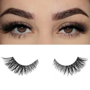 7 накладных ресниц на полоске «КОШАЧИЙ ГЛАЗ», шелк, толстые, длинные, мягкие, 7 пар