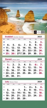 Kalendarz trójdzielny ścienny 2024