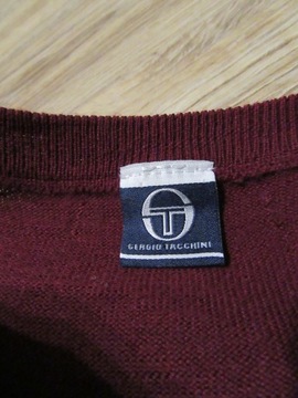 SERGIO TACCHINI bordo męski sweter wełna merino S
