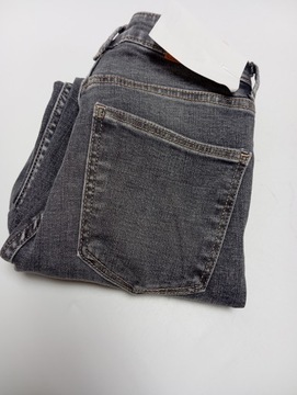 Bershka Petite Szare obcisłe jeansy do kostki z wysokim stanem 34