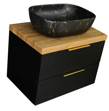 ШКАФ ДЛЯ УМЫВАЛЬНИКА 80 СМ | ДУБОВАЯ СТОЛЕШНЯ | ЧЕРНАЯ МАТОВАЯ КРАСКА | МДФ