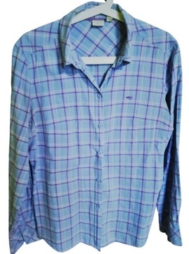 ESPRIT damska bluzka niebieska w kratę cienka r. L