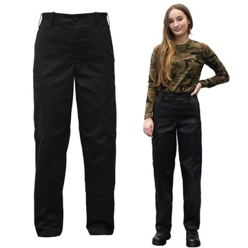 SPODNIE BOJÓWKI DZIECIĘCE BDU WOJSKOWE CZARNE 152