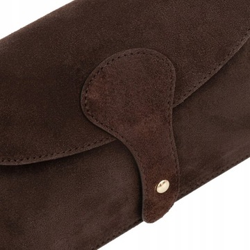 Czekoladowa torebka zamszowa włoska listonoszka ciemny brąz Vera Pelle