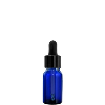 BUTELKA SZKLANA 10ML NIEBIESKA Z PIPETĄ CZARNĄ