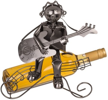 Metalowy Stojak na Wino MUZYK II Gitarzysta Chłopak z Gitarą Muzykant