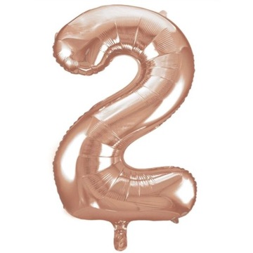 BALON CYFRA ROSE GOLD NUMER FOLIOWY URODZINY DWA 2 XXL 86 CM RÓŻOWE ZŁOTO