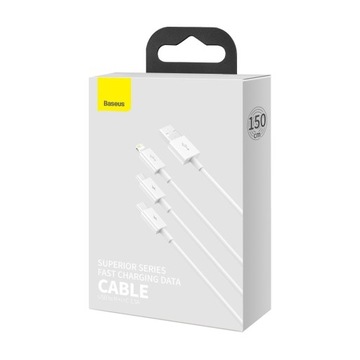 ТЕЛЕФОННЫЙ КАБЕЛЬ BASEUS STRONG LIGHTNING USB TYPE C MICRO USB 3.5A QC 1,5M