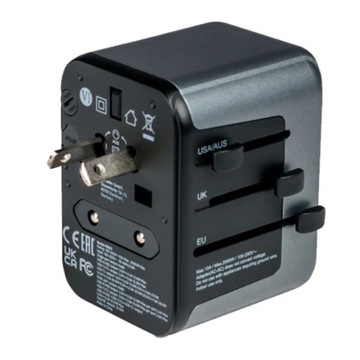 Verbatim UTA-03 Адаптер для путешествий по всему миру USB-A, USB-C, черный, 30 Вт