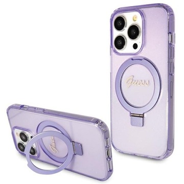 Guess Ring Stand MagSafe etui Brokat obudowa pokrowiec do iPhone 15 Pro