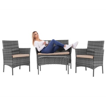 КОМПЛЕКТ САДОВОЙ МЕБЕЛИ ДИВАН СТОЛ РОТАНГОВЫЕ СТУЛЬЯ КОМПЛЕКТ МЕБЕЛИ ДЛЯ 5 ЧЕЛОВЕК