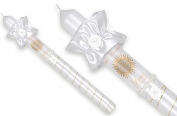 ŚWIECA DO NA KOMUNII +PUDEŁKO DREWNIANE EKO poziom