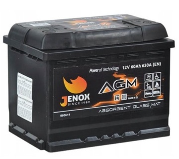 Akumulator Jenox AGM 12V 60Ah 630A START-STOP