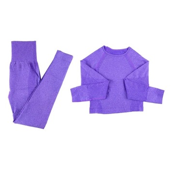 Женский бесшовный нейлоновый комплект для йоги из 2 предметов, спортивные костюмы для фитнеса с длинными рукавами S, черный