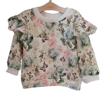 bluza dresowa dziewczęca róże motyle handmade 92