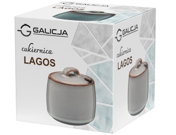 LAGOS серая фарфоровая сахарница с крышкой