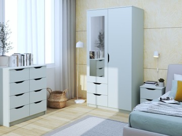 БЕЛЫЙ ШКАФ С ЗЕРКАЛОМ, ДВУХДВЕРНЫЙ, 100 СМ