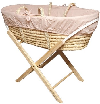 Cichoszki Zestaw Premium z pościelą Kosz + Materac 3cm + Stojak naturalny