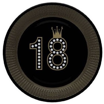 TALERZYKI CZARNE 18-STKA KORONA OSIEMNASTKA 8 SZT