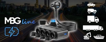 РАЗДЕЛИТЕЛЬ РАЗДЕЛИТЕЛЬ НА 4 ГНЕЗДА ПРИКУРИВАТЕЛЯ USB ВОЛЬТМЕТР 12В 24В CZ7