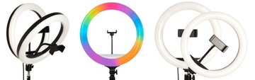 КОЛЬЦЕВАЯ СВЕТОДИОДНАЯ ЛАМПА С ПОДСТАВКОЙ 220см USB 80Вт 26см КОЛЬЦО RGB