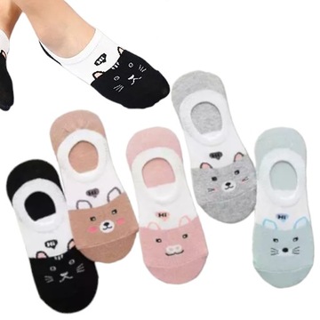 DAMSKIE SKARPETKI W KOTY KOTKI STOPKI r.35-39 5par kot kotek z kotem kotami