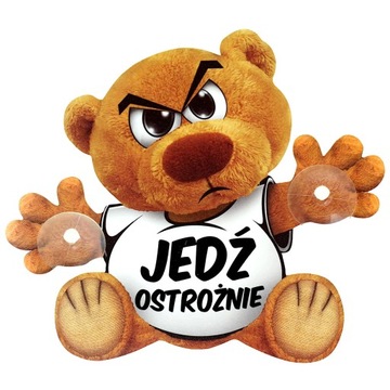 Tabliczka przyssawka na szybę auta Jedź ostrożnie