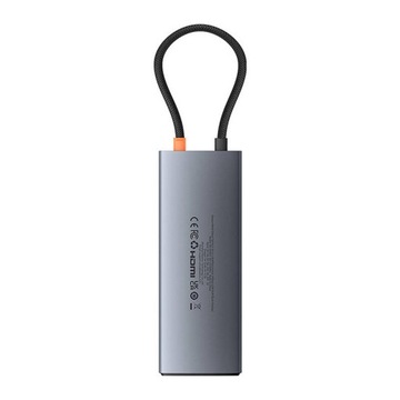 Концентратор-адаптер 10-в-1 Baseus 2x HDMI, USB-C, 3xUSB-A+RJ45+SD/TF, PD (серый)