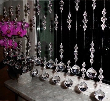 KRYSZTAŁKI na okno koraliki makarony 100cm W1 KULA