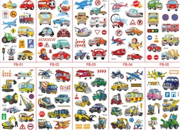 TATUAŻE ZMYWALNE DLA DZIECI 10 ARKUSZY różne wzory