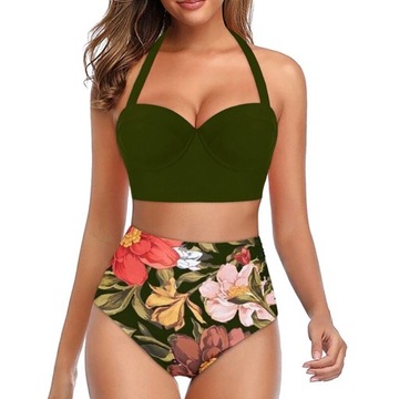 STRÓJ KĄPIELOWY BIKINI PLUS SIZE KWIATY S-5XL