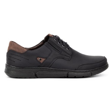 BUTY CASUAL MĘSKIE SKÓRA POLSKIE J55 CZARNY 42