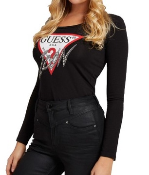 GUESS ICON bluzka długi rękaw longsleeve czarna M