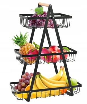 ETAŻERKA KOSZYK KOSZ PATERA NA OWOCE WARZYWA METALOWY TRZY POZIOMOWY