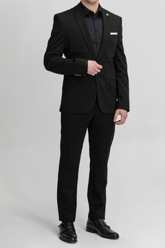 Czarny młodzieżowy garnitur z gumą w pasie rozmiar 182-104-94