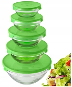ZESTAW MISEK SZKLANYCH Z POKRYWKAMI 5 SZTUK
