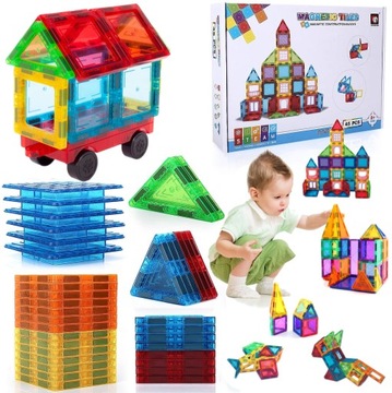 KLOCKI MAGNETYCZNE KONSTRUKCYJNE 3D DUŻE PANELE MEGNETIC TILES 45 elem.