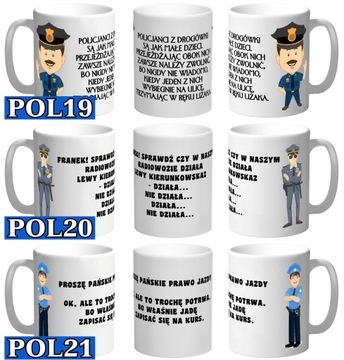 KUBEK DLA POLICJANTA POLICJA POLICJANTKA ŚMIESZNY TEKST + IMIĘ NA PREZENT