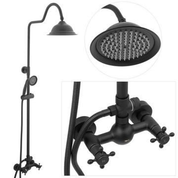 Zestaw prysznicowy bateria panel deszczownica retro