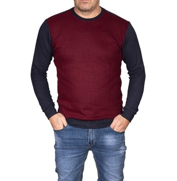 Sweter męski bordowy klasyczny Pako bawełniany gładki XL
