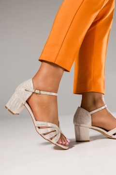 ELEGANCKIE SANDAŁY DAMSKIE OBCAS SŁUPEK ZAKRYTA PIĘTA SKÓRZANA WKŁADKA r 39