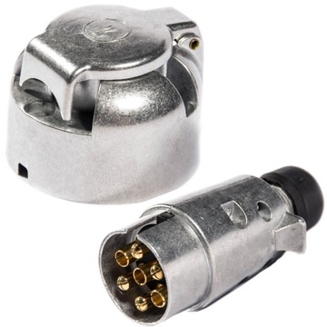 GNIAZDO PRZYCZEPY 7PIN + WTYCZKA ZESTAW METALOWE MOCNE