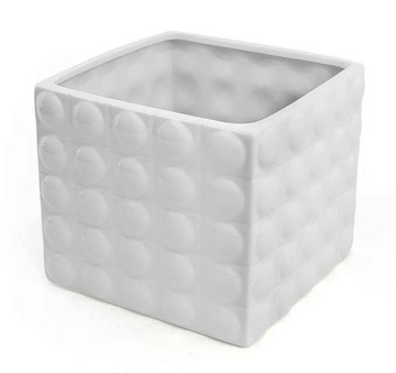 DONICZKA CERAMICZNA OSŁONKA NA KWIATY BIAŁA 15 CM