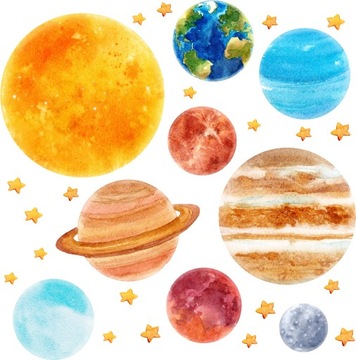 DUŻE naklejki na ścianę dla dzieci KOSMOS PLANETY