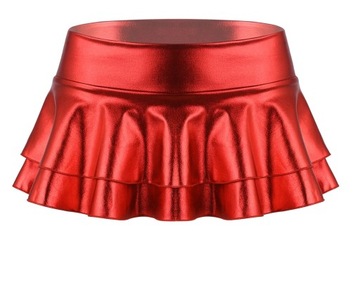СЕКСУАЛЬНАЯ КРАСНАЯ ПЛИССИРОВАННАЯ ВИНИЛОВАЯ МИНИ-ЮБКА XXL