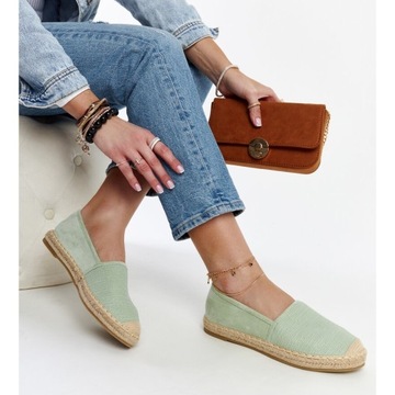 Zielone Tkanina Buty Damskie Espadryle r.39