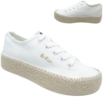 Buty Trampki damskie Lee Cooper tenisówki na platformie białe sportowe 40