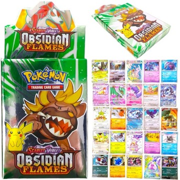 Pokemon Karty Pikachu Kolekcja Scarlet Violet Obsidian Flames 25 Sztuk