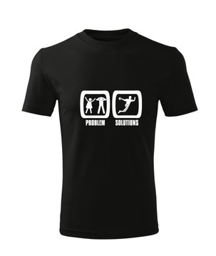 Koszulka T-shirt męska D709 PROBLEM? HANDBALL czarna rozm M