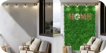 SZTUCZNY BLUSZCZ BUKSZPAN GĘSTY ŻYWOPŁOT 60x40 NA BALKON OGRODZENIE ŚCIANĘ